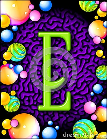 Decorative letter E Cartoon Illustration