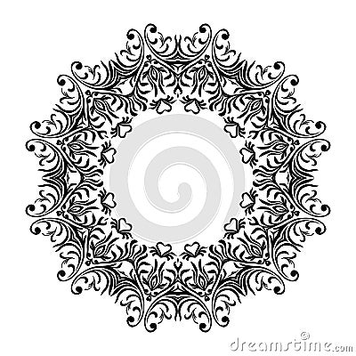 Decorative line art frames for design template. Elegant element for design in Eastern style, place for text. Black outline floral Vector Illustration