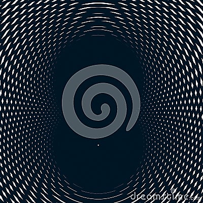 Decorative lined hypnotic contrast background. Optical illusion, creative black and white graphic moire backdrop. Vector Illustration