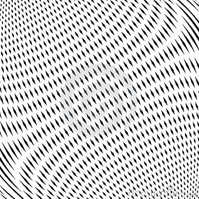 Decorative lined hypnotic contrast background. Optical illusion, creative black and white graphic moire backdrop. Vector Illustration