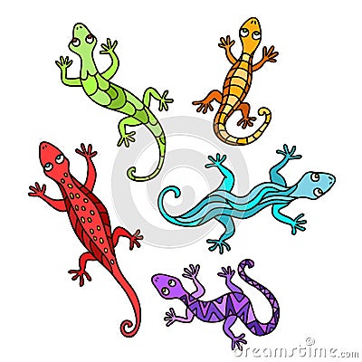 Decorative lizards Vector Illustration