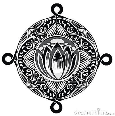Oriental style, flower, lotus, tattoo, design element Vector Illustration