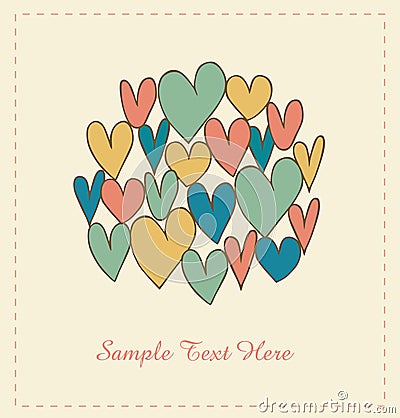 Decorative love banner with hearts in circle. Dood Vector Illustration