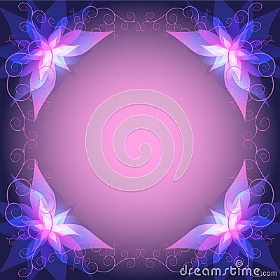 Decorative luxury frame with pink - violet flower Vector Illustration