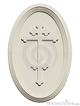 Decorative masonry orthodox cross. Stock Photo