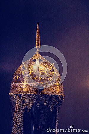 Decorative metal Helmets Of Warriors Of Turkish Ottoman Time Editorial Stock Photo