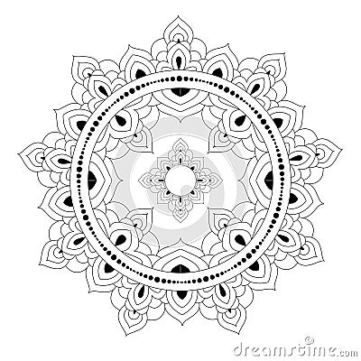 Decorative ethnic mandala pattern. Anti-stress coloring book page for adults. Unusual flower shape. Oriental vector Vector Illustration