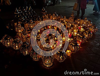 Decorative moroccon light lanterns on display Stock Photo