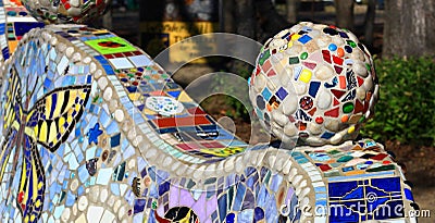 Decorative Mosaic Ball with various Tiles Stock Photo
