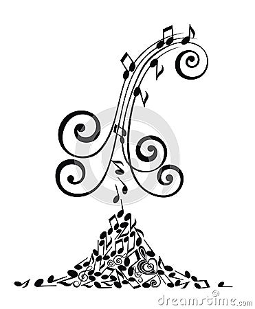 Decorative Music notes background . Sketch vector illustration Vector Illustration