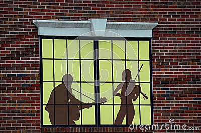 Decorative music store window advertising Editorial Stock Photo