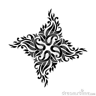 Decorative ornament in paisley oriental style. Circular pattern in form of mandala for Henna, Mehndi, tattoo, decoration. Vector Illustration