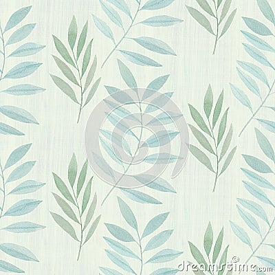 Seamless pattern of leaves on a green background. Stock Photo