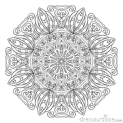 Decorative ornamental element. Black mandala on white background. Vector illustration Vector Illustration