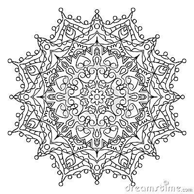 Decorative ornamental element. Black mandala on white background. Vector illustration Vector Illustration