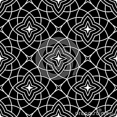 Decorative ornaments, black and white seamless pattern. Wallpaper background Vector Illustration