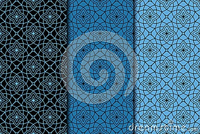 Decorative ornaments, blue seamless pattern. Wallpaper background Vector Illustration