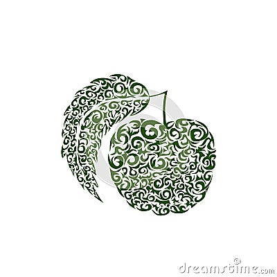 Decorative ornate Apple, stylized abstract lace pattern. Vector illustration. Vector Illustration