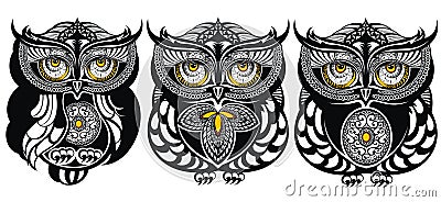 Decorative owls Vector Illustration