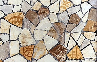 Decorative panel of various parts of ceramic tiles Stock Photo