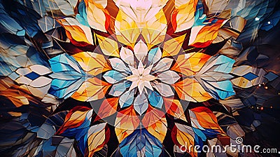 Decorative Paper Dreams with Leaves Modern Multicolor Abstract Kaleidoscope Stock Photo