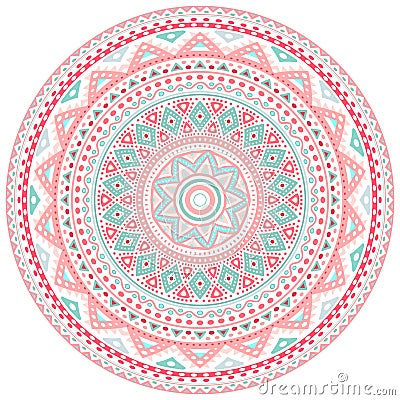 Decorative pink and blue round pattern frame Cartoon Illustration