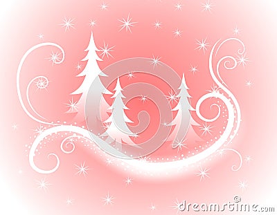 Decorative Pink Christmas Trees Background Cartoon Illustration