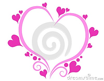 Decorative Pink Valentine's Day Heart Outline Cartoon Illustration