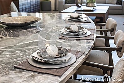 Decorative Place Settings On Counter Bar Stock Photo