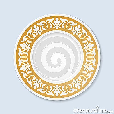 Decorative plate with floral ornament Vector Illustration