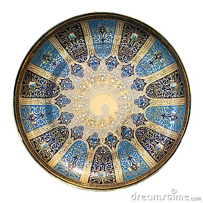 Decorative plate, oriental souvenir isolated on white background Stock Photo