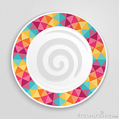 Decorative plate, top view. Vector Illustration