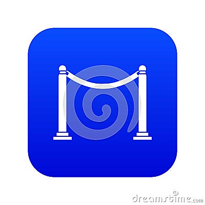 Decorative poles with tape icon digital blue Vector Illustration