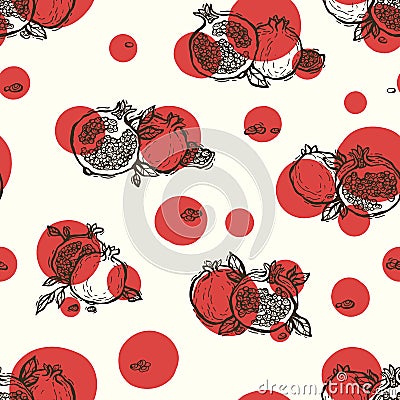 Decorative pomegranates pattern Vector Illustration