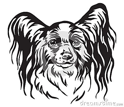 Decorative portrait of Papillon Dog vector illustration Vector Illustration