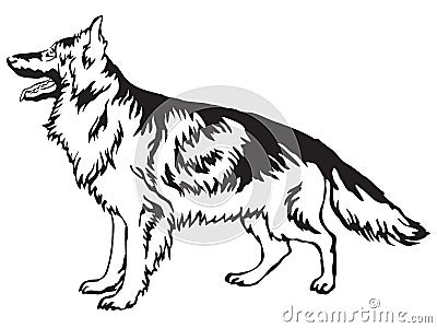 Decorative standing portrait of German Shepherd vector illustration Vector Illustration