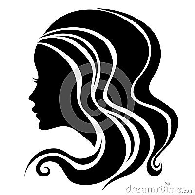 Decorative portrait of woman with long hair Vector Illustration