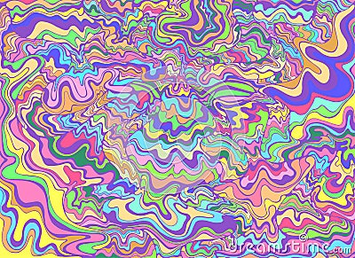 Decorative psychedelic waves, pastel colors. Fantasy doodle pat Vector Illustration