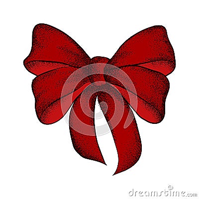 Decorative realistic red bow isolated on white background. A bow Cartoon Illustration