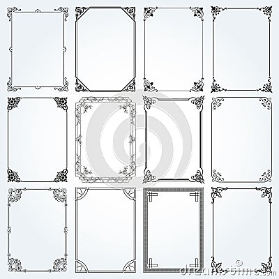 Decorative rectangle frames and borders set 2 vector Vector Illustration