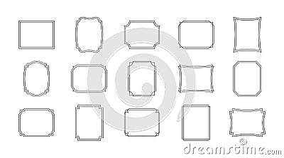 Decorative rectangle frames for note text, line set. Vintage rectangular shape. Highlight and underline text box Vector Illustration