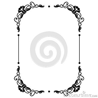Decorative rectangular frame with floral ornament Vector Illustration