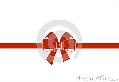 Decorative red bow with horizontal ribbon isolated on white. Vector gift bow for page decor. Concept for invitation, banners, Vector Illustration