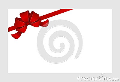 Decorative red bow with red ribbon isolated on white. Vector yellow gift bow with ribbon for page decor. Vector Illustration