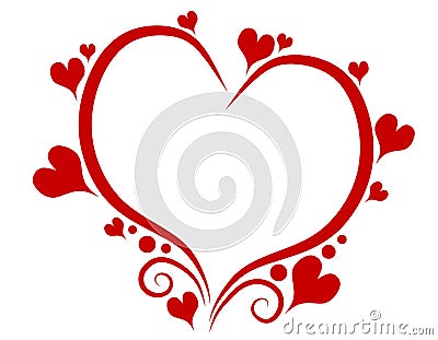 Decorative Red Valentine's Day Heart Outline Cartoon Illustration