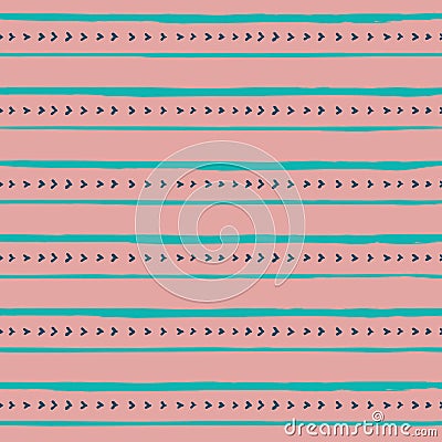 Vector seamless pattern with handdrawn stripes and lines . Hand drawn cyan and blue stripes and lines on pink background Stock Photo