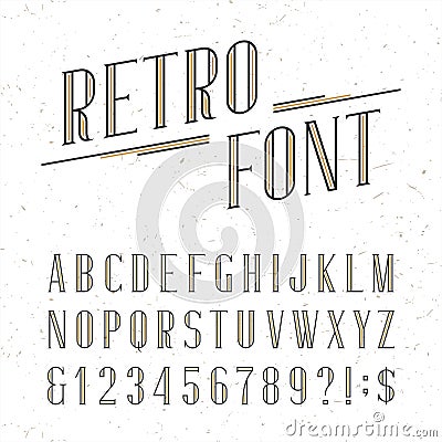 Decorative retro alphabet vector font. Vector Illustration