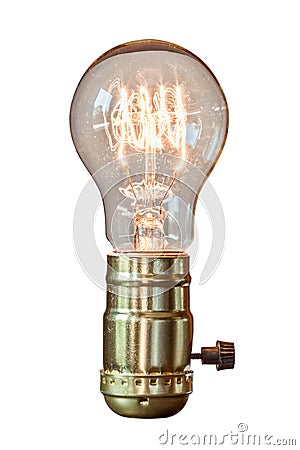 Decorative retro edison style filament light bulb with white bac Stock Photo