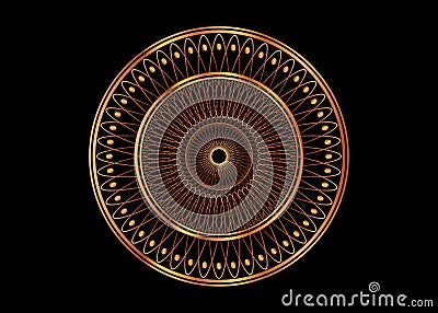 Decorative round gold frame, Mandala for design with floral ornament. Circle border template for printing postcards, invitations Vector Illustration