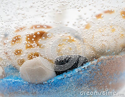Decorative sea with colored sand, stones and seashells gel Stock Photo
